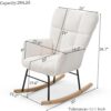 Rocking Chair Teddy Upholstered Glider Rocker Rocking Accent Chair Padded Seat with High Backrest Armchair Comfy Side Chair for Living Room Bedroom Offices BEIGE