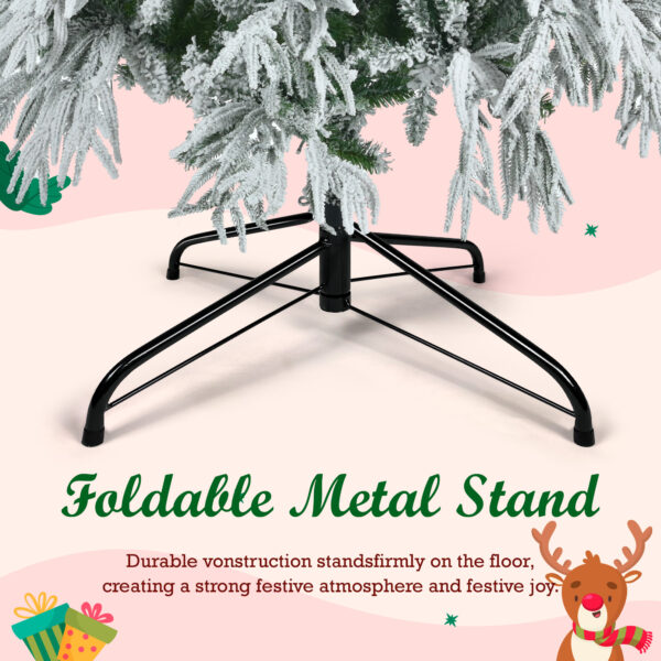 da7705195df74505b1e6f02351e8aa51_b8821e0bb4b167a7b384efe77b70fdfd 7.5FT Pre-Lit Spruce Snow Flocked Christmas Tree, Artificial Hinged Xmas Tree with 350 Multi-Color LED Lights, 8 Flashing Modes &1389 Snow Branch Tips, Holiday Office Home Décor