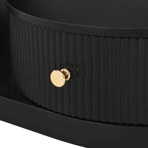 Luxury Nesting Coffee Table Set of 2,  Tables with Storage for Living Room, Oval and Round Table Set, Black Center Table, Cocktail Table, Side Table,  Large 47.24'', Small 19.69''