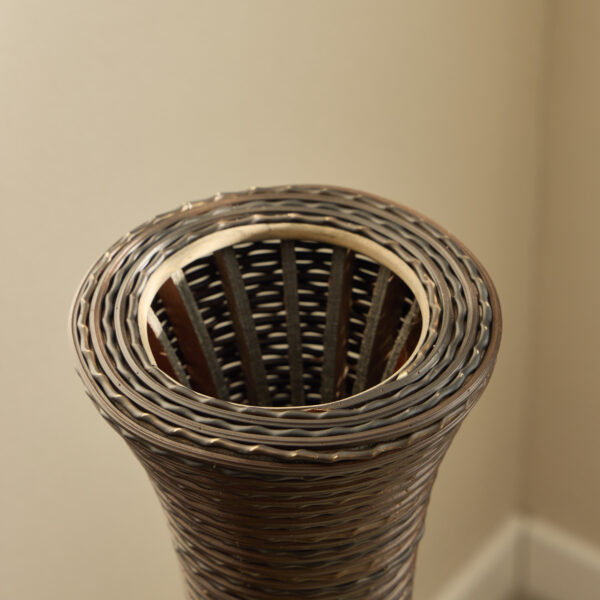 dacb5ea33d7e4c8bb7f6c227da25ace3_c531d096dc6a3870f4529e529a3de60e 39-Inch Tall Standing Designer Floor Vase - Durable Artificial Rattan - Elegant Two-Tone Dark Brown Finish - Ideal Decor Accent for Living Room, Bedroom, Entryway - Stylish Home Decor Statement Piece