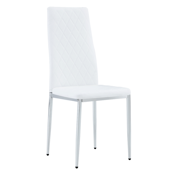 db69fbbd84994a80b3d33af4b03da3f4_3b6d753412cea93267537bdcf1a448ad Modern Style Dining Chairs Set of 6 in White, Essential for Minimalist Homes.Meeting Family Dining Needs,PU Material Seat,Silver Metal Legs,Blending into Various Home Environments.W1151107276