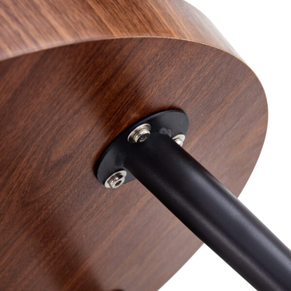 dc40b1ef1bde4ea78e5b9b403cf6f85f_f98267109455a07875fed2f1a9e624de Modern Round Coffee Table - Annular Texture, Durable and Robust With a Diameter of 23.6 inches.Exquisite Suction Molding Process,Walnut Color Pattern Design,Black Sprayed Metal Leg.