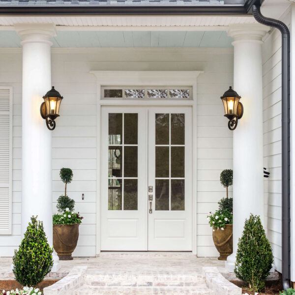 2-Pack Vintage Wall-Mounted Outdoor Lantern Light – Elegant Black Metal Sconce for Porch, Patio, and Garden Lighting (Bulb Not Included)