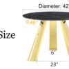 The 42-inch stainless steel gold-plated flamed granite round table with seating for 4 or 6 people is perfect for dining, entertaining, or as a conference table