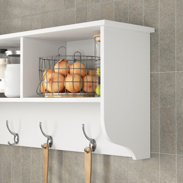 dd52a3c5b7794d12b3d0d414fe16f786_f06974f359d482f0849c336e8eaa732a White Entryway Wall Mounted Coat Rack with 4 Dual Hooks Living Room Wooden Storage Shelf