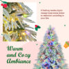 7.5FT Pre-Lit Spruce Snow Flocked Christmas Tree, Artificial Hinged Xmas Tree with 350 Multi-Color LED Lights, 8 Flashing Modes &1389 Snow Branch Tips, Holiday Office Home Décor