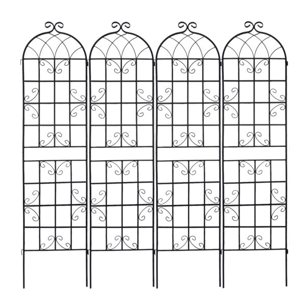 ddf97857e8954ae590e2ba1cf506a741_20230217_b0f989daeda3bfc0a8f0a15d59feb16b 4 Pack Metal Garden Trellis 86.7" x 19.7" Rustproof Trellis for Climbing Plants Outdoor Flower Support Black