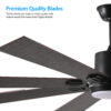 72" Walnut LED Ceiling Fan Light with 8 Wooden Blades, Remote Control, Adjustable Color Temperature for Living Room, Bedroom, or Dining Room (Silent/6-Speed/Reversible/DC Motor)