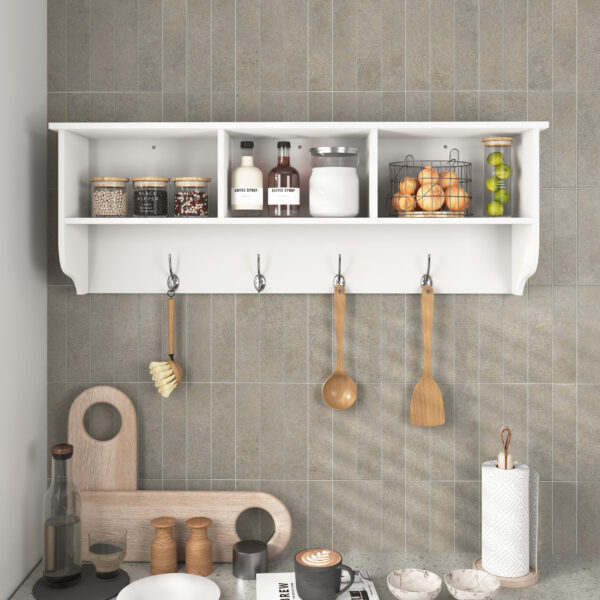 de6e45bc5f3d469da2562685f2b26d45_82f717ef9192483d1252bf42053ad39c White Entryway Wall Mounted Coat Rack with 4 Dual Hooks Living Room Wooden Storage Shelf