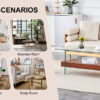 43.3 Inch Modern Two-Tier Coffee Table - An Elegant Combination of Clear Glass and Dark Wood Texture Sticker.It can be used not only as a coffee table but also as a side table or display stand.