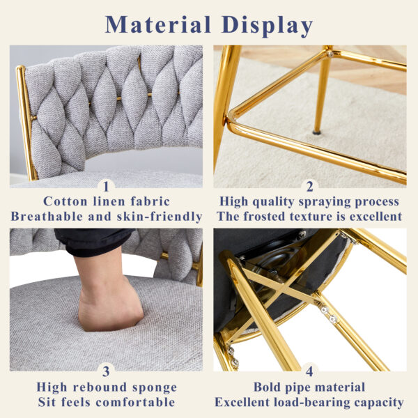Two sets of swivel bar stools with breathable cotton and linen soft cushions, electroplated metal frames without rust, suitable for restaurant and bar use, as well as for casual seating in living room