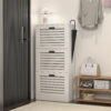 Wooden Shoe Cabinet for Entryway, White Shoe Storage Cabinet with 3 Flip Doors 20.94x9.45x43.11 inch