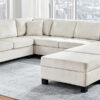 Sectional Sofa 111.8" U-shaped Sofa Chenille Upholstered Sofa Couch with Movable Storage Ottoman for Living Room, White