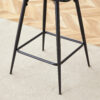 Two rotating bar stools with breathable cotton and linen soft cushions, in a retro green seat and black spray-painted iron frame, suitable for both restaurants and bars