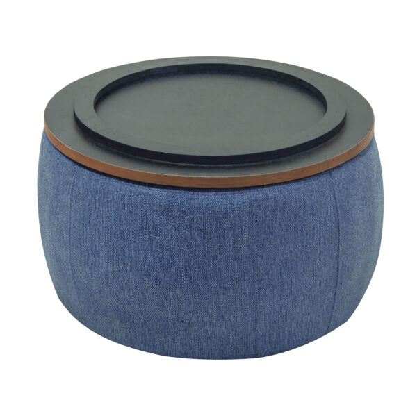 Round Storage Ottoman, 2 in 1 Function, Work as End table and Ottoman, Navy (25.5"x25.5"x14.5")