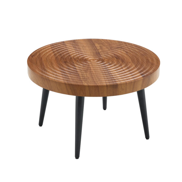 e0db2da55c56441e9a7208b0679b94c4_048b568e4a961d06f5ee35a41f86b4b1 Natural Wood Grain Texture Round Coffee Table - Diameter 23.6 Inches.Exquisite Suction Molding Process,Natural Wood Grain Texture,Black Sprayed Metal Leg.