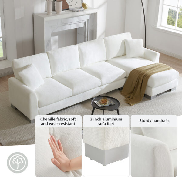 119*55" Modern Oversized Sectional Sofa,L-shaped Luxury Couch Set with 2 Free pillows,5-seat Chenille Indoor Furniture with Chaise for Living Room,Apartment,Office,2 Colors