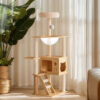 48.8" Modern Cat Tower, Wood Cat Tree Tower for Indoor Cats, Cat Treewith Sisal-Covered Scratching Posts and Top Perch, Cat Condo with Acrylic Hammock for Small Large Cats