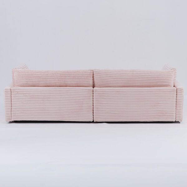 112-inch pink corduroy sofa: two throw pillows and four backrests, opening up a new style for the living room's leisure area