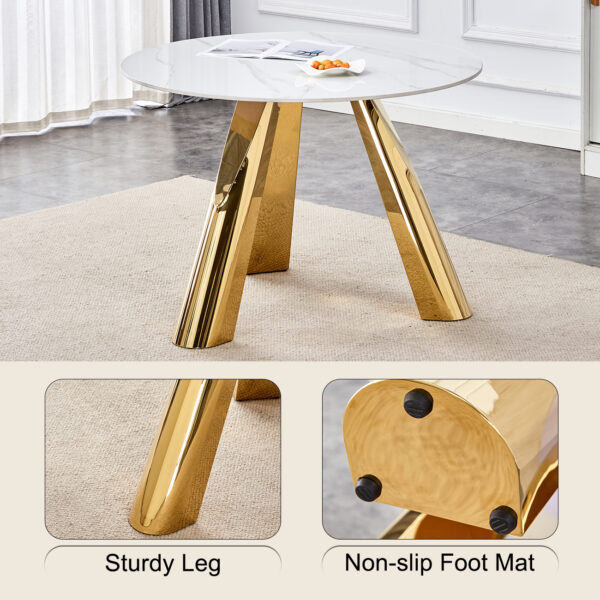 e2b797d21500438b92e21ca3378d59d5_937b57831843b83d19c02bf50a9e9719 42" Luxury Sintered Stone Table: 0.45" Durable Top + 6" Steel Legs, 500lb Capacity, Stain/Heat-Resistant White/Gray Veined Surface - Modern Minimalist Design