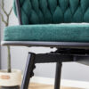 Two rotating bar stools with breathable cotton and linen soft cushions, in a retro green seat and black spray-painted iron frame, suitable for both restaurants and bars