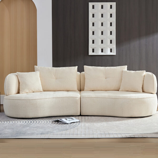 WKS7W  White, 4-seat modular sofa, durable fabric, solid wood frame, high density sponge cushion, 4 pillows
