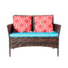 Four-Piece Sofa Set Table With Sofa Chair PE Rattan Outdoor Furniture HY4-001 Box *1 With Sapphire Blue Color Cushion