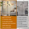 72" Farmhouse Floor Lamps for Living room, Black Floor Lamp with Adjustable Reading Lamp, 2-Light Tall Standing Lamps with 2 Edison Bulbs, Industrial Floor Lamps for Bedroom, Office, 6W, Black