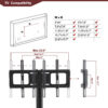 Black Multi-function TV Stand Height Adjustable Bracket Swivel 3-Tier
