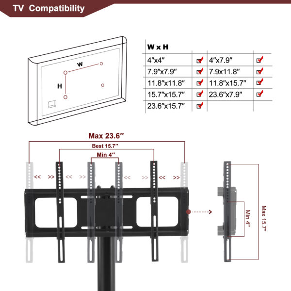 e48f0d439ade414297e34cdaf7c485a9_20191112_6e80742b1a2d8fd1ac26937e79306746 Black Multi-function TV Stand Height Adjustable Bracket Swivel 3-Tier
