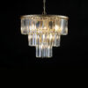 (Same as W1340P143192/L5007-500-G) 20" Luxury 3-Tier Crystal Chandelier, 7-Light Gold Frame Pendant Light, Elegant Ceiling Lighting for Living Room, Dining Room, Bedroom (No Bulbs)