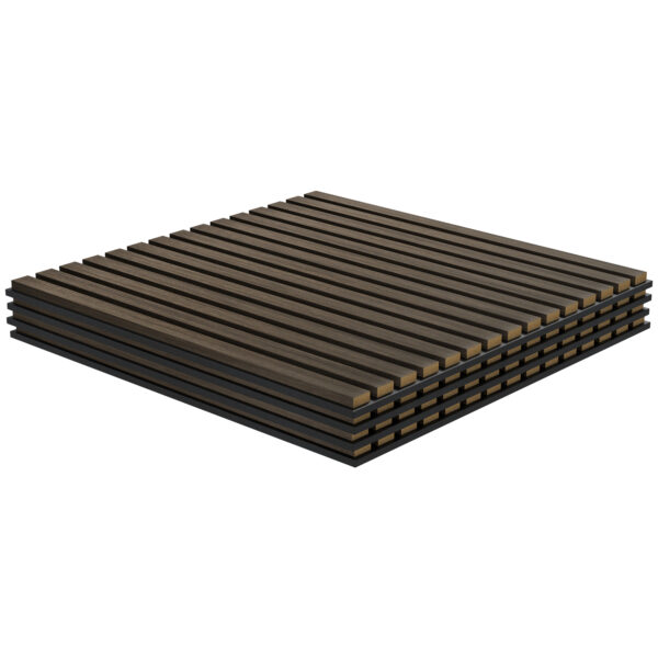 e4c794f6cd404d6a9e0e84ac3446f9b2_64b7f97b819edff5441b5a8c28fb1ceb HOMCOM 4 Pack 3D Faux Wood Wall Panels, 24" x 24" Sound Absorbing Acoustic Panels, Wood Slat Wall Panels for Interior Wall Decor, Ceiling, Walnut