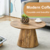 Natural Wood Grain MDF Round Coffee Table - 25.6" Diameter, 15.7" Height.Natural Wood Grain Texture Sticker,Exquisite Wood Grain Surface,Flexible MatchingMRound Tabletop Design.