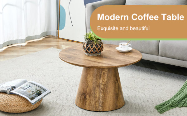 e501d384315246c6a2b5e53b34f84e5c_621c4cc8fe2bdc1c04b273f8323aeedb Natural Wood Grain MDF Round Coffee Table - 25.6" Diameter, 15.7" Height.Natural Wood Grain Texture Sticker,Exquisite Wood Grain Surface,Flexible MatchingMRound Tabletop Design.