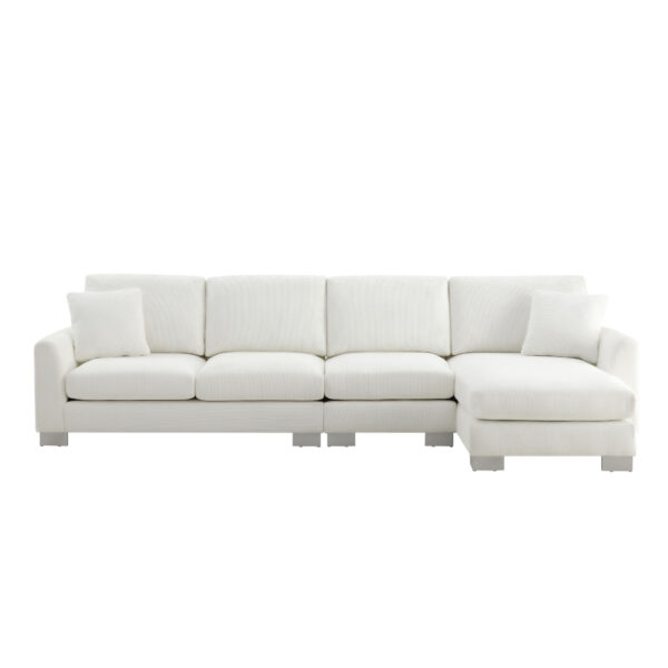 119*55" Modern Oversized Sectional Sofa,L-shaped Luxury Couch Set with 2 Free pillows,5-seat Chenille Indoor Furniture with Chaise for Living Room,Apartment,Office,2 Colors