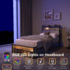 Twin Bed Frames , Headboard and Charging Station & LED Light for Bedroom, Solid and Stable, Noise Free, No Box Spring Needed, Easy Assembly