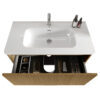 U088-Etna36W-306 Etna 36"Striped Natural Oak Bathroom Vanity with White Ceramic Sink, Wall Mounted Floating Bathroom Vanity for Modern Bathroom, One-Piece White Basin without Drain, Pre-assembled
