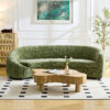 92.13 Inch Modern Design Curved Shaped Sofa Couch for Living Room,Upholstered Fabric 4-Seat Sofa No Need to Assembly Couch for Apartment,Green