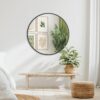 32 Inch Black Metal Framed Round Bathrrom Mirror for Wall.(W2203134044)