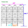 4 Pack Metal Garden Trellis 86.7" x 19.7" Rustproof Trellis for Climbing Plants Outdoor Flower Support Black
