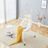 Heavy-Duty Iron Hanging Chair with Wicker Weave – Single Person Swing for Indoor/Outdoor (White)