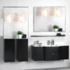 36x24inch Glossy Brushed Silver Framed Mirror For Bathroom Rectangular Wall Bathroom Mirror Metal Frame Farmhouse Mirror Large Decorative Square Corner Rectangle Mirror(Horizontal & Vertical)