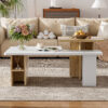 U-Can Set of 2 Nesting Coffee Tables Farmhouse,Rectangle Coffee Table Living Room,Wood Finish Coffee Table Set, Small Coffee Tables, Sofa Side Table for Living Room