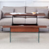 Multifunctional Lift Top Coffee Table -Dark Wood Color Grain Sticker, Essential for Modern Homes.Tempered Glass Legs,Lift Top Feature.Perfectly Fitting Into Living Rooms And Office.