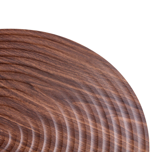 e81ecd67a1e94a4b82355af3fbae47d6_bc63aed1f8d88d7421af2984009cb528 Modern Round Coffee Table - Annular Texture, Durable and Robust With a Diameter of 23.6 inches.Exquisite Suction Molding Process,Walnut Color Pattern Design,Black Sprayed Metal Leg.