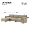 [VIDEO Provided] 108" Modular Sectional Sofa, L-Shape with 31.5" Extra-Wide Seat Cushion, USB and Type-C Charger, Phone Holder and 2 Side Storage Pockets, Free Movement Ottoman, Striped Chenille