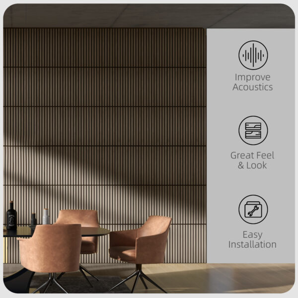 e8391c89d9b1469e8f9669a8059906cc_c450c61bd9da386c94554a859b3c3962 HOMCOM 4 Pack 3D Faux Wood Wall Panels, 24" x 24" Sound Absorbing Acoustic Panels, Wood Slat Wall Panels for Interior Wall Decor, Ceiling, Walnut
