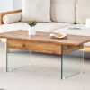 Multifunctional Lift Top Coffee Table -Light Wood Color Grain Sticker, Essential for Modern Homes.Tempered Glass Legs,Lift Top Feature.Perfectly Fitting Into Living Rooms And Office.