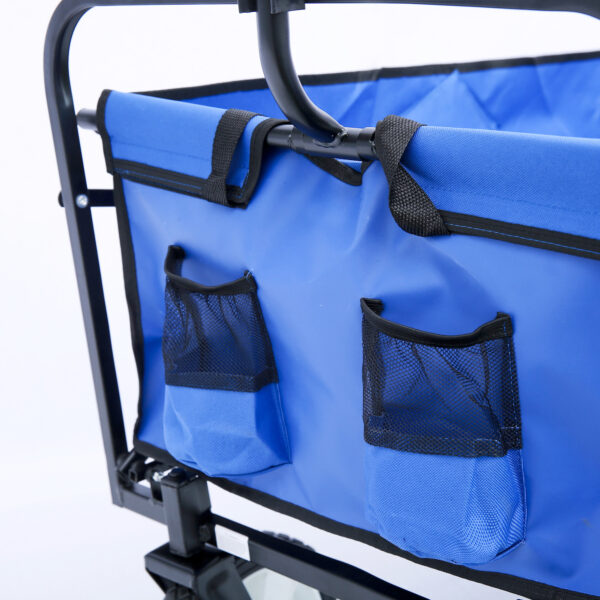 Folding Wagon Garden Shopping Beach Cart (Blue)