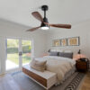 (Same as W882P186029) 48 Inch Wood Ceiling Fan With 3 Solid Wood Blades Remote Control Reversible DC Motor For Living Room